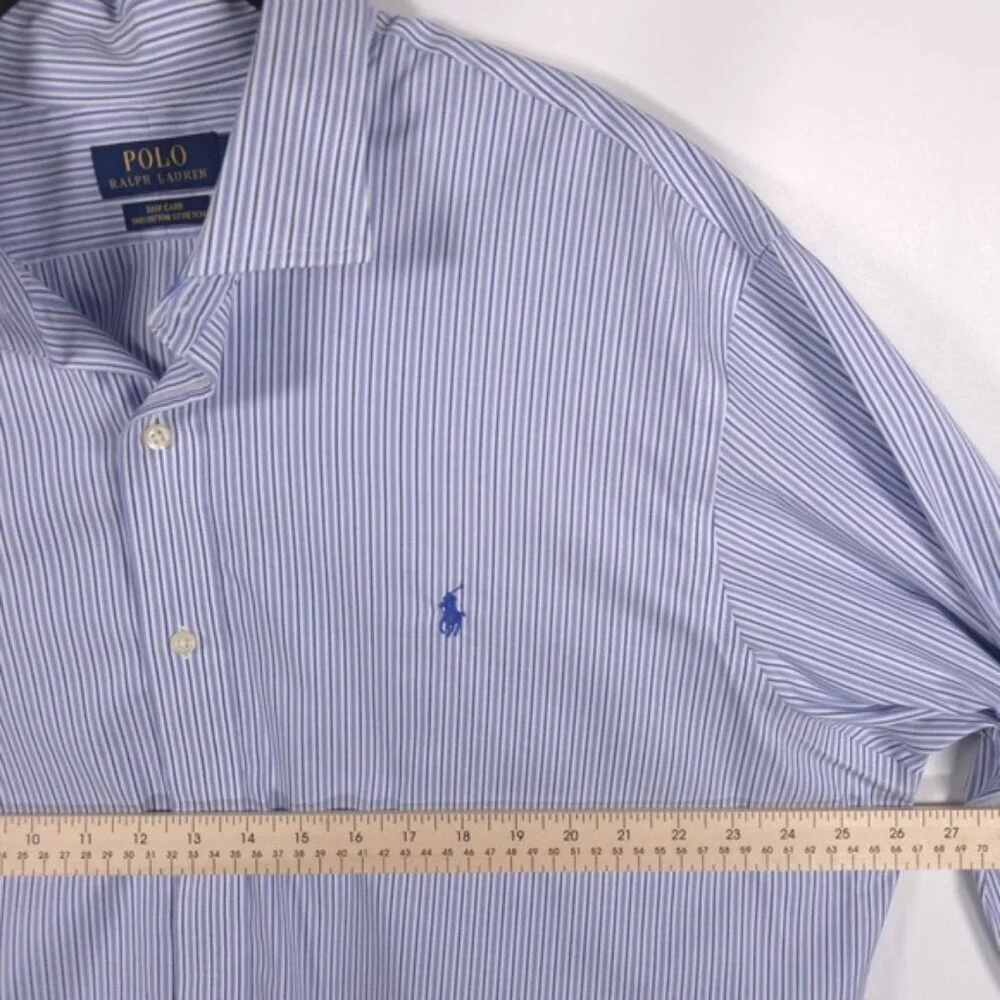 POLO RALPH LAUREN EASY‎ CARE COTTON STRETCH Striped Men’s Shirt LS Size 18 34/35